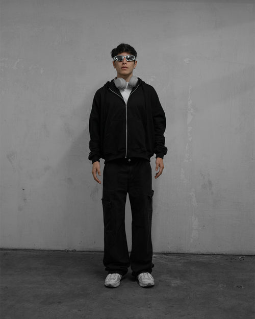 Zip Boxy Fit Hoodie
